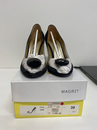 Fabulous Magrit black peep toe party Heels UK6 Black KF221