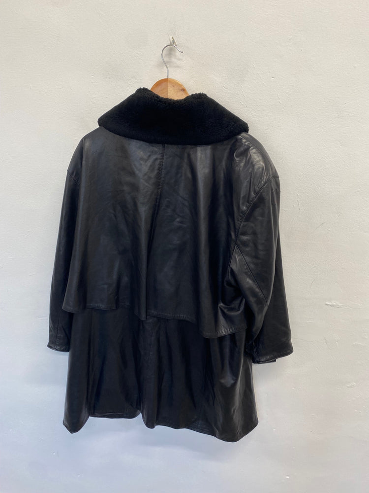 Fabulous Enrico zuelli Leather silk jacket UK 10 Black KF221