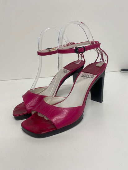 Fabulous Charles Jourdan leather ankle strap Sandals UK5 Fuschia Pink KF221