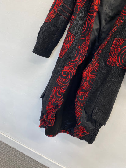 Fabulous Fille de sables Longline jacket & waistcoat UK 8 Black and Red manga alternative KF221