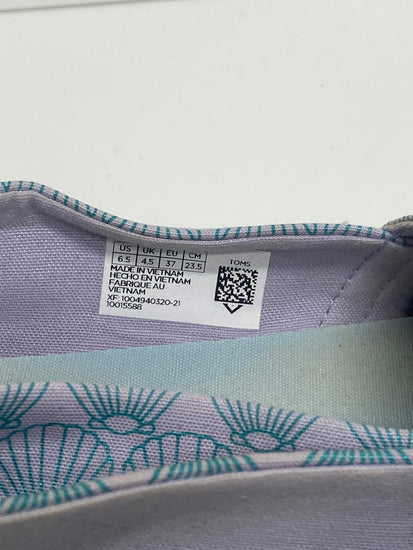 Fabulous TOMS Mermaid shell Pumps UK4 Light purple & blue shell pattern KF221