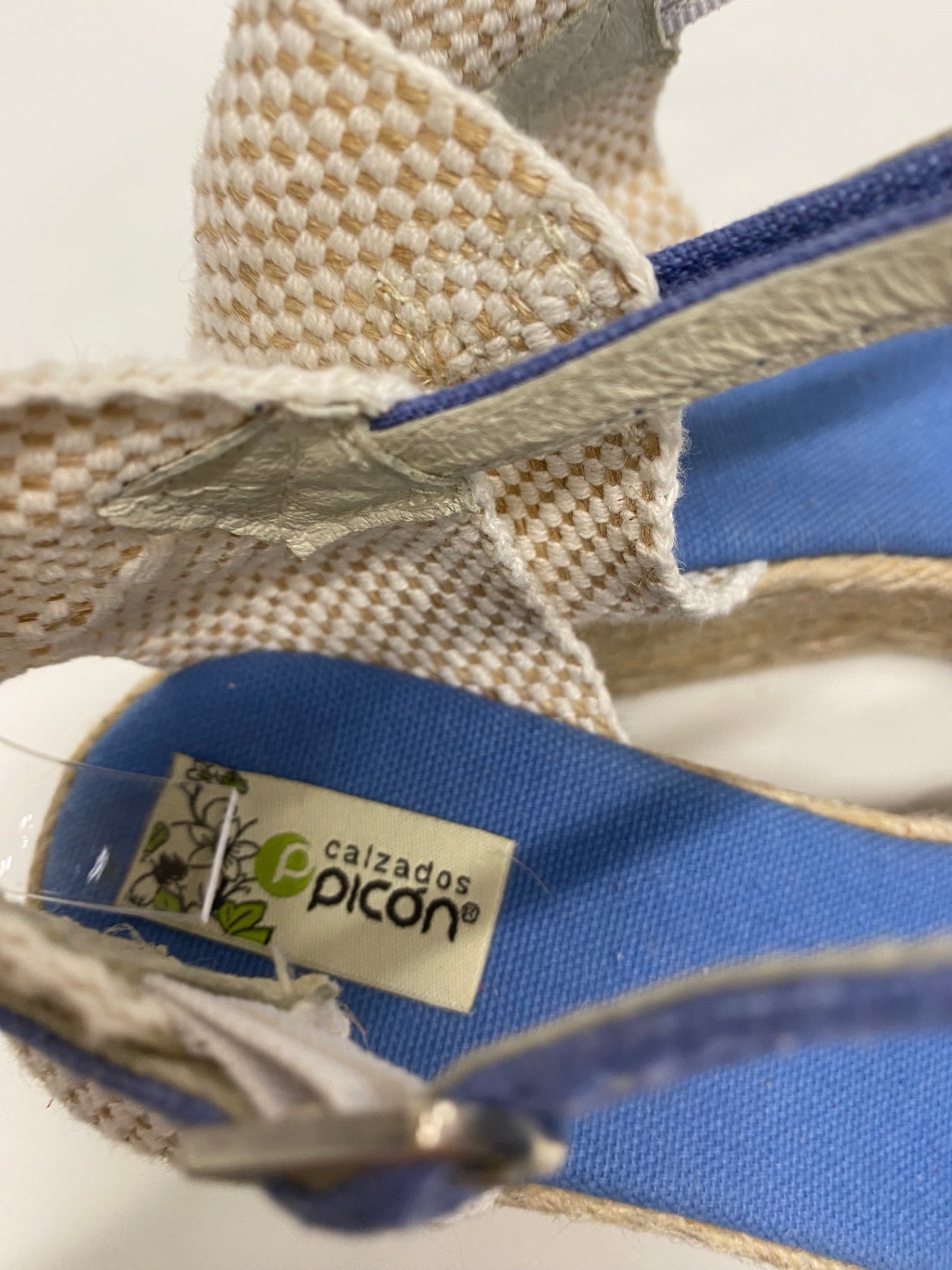 Fabulous Calzados Picon espadrille Wedge Sandals UK5 Blue & Beige KF221