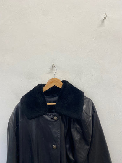 Fabulous Enrico zuelli Leather silk jacket UK 10 Black KF221