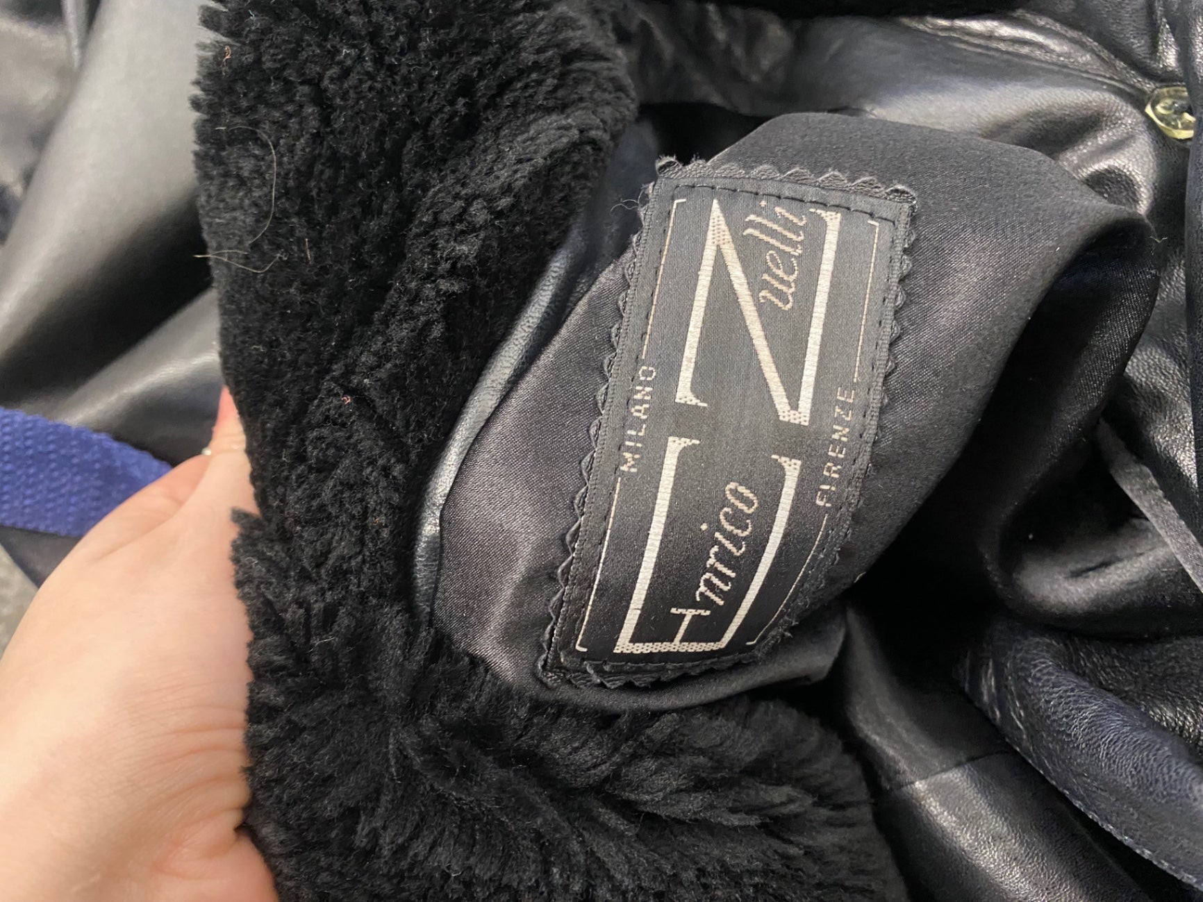 Fabulous Enrico zuelli Leather silk jacket UK 10 Black KF221