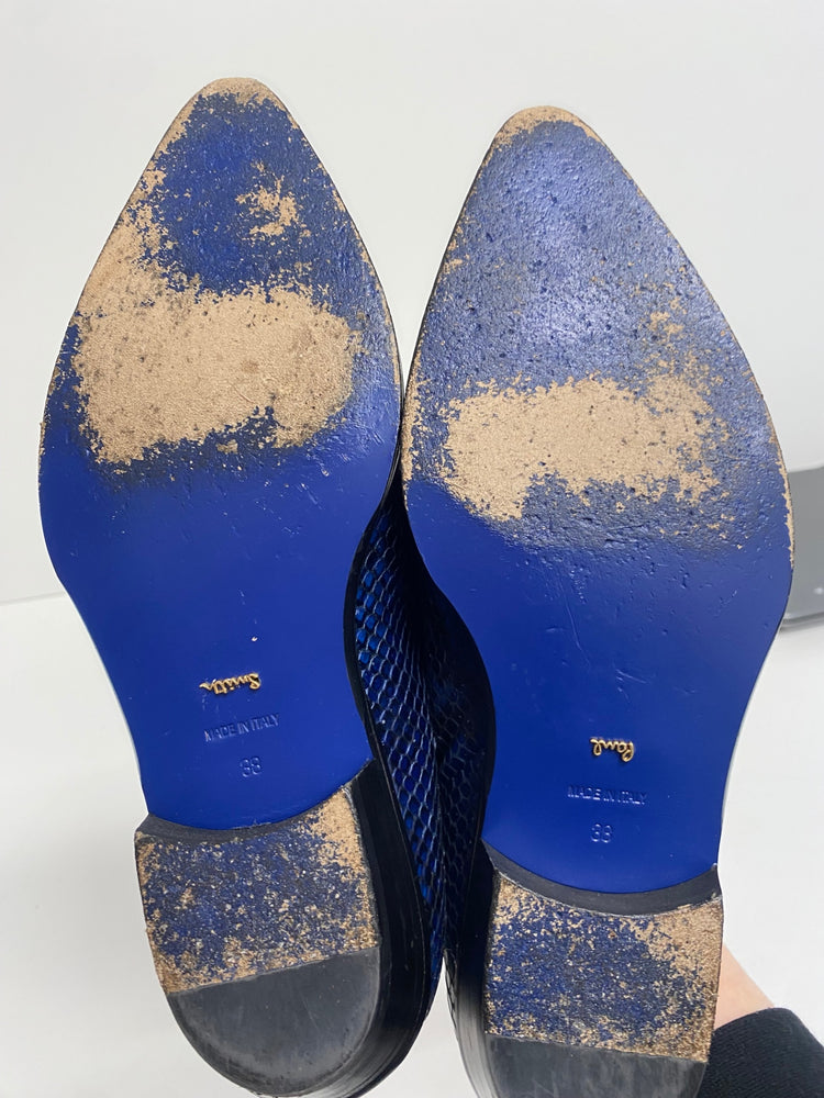 Fabulous Paul smith Janell leather Loafers UK5 Blue & Black Animal KF221