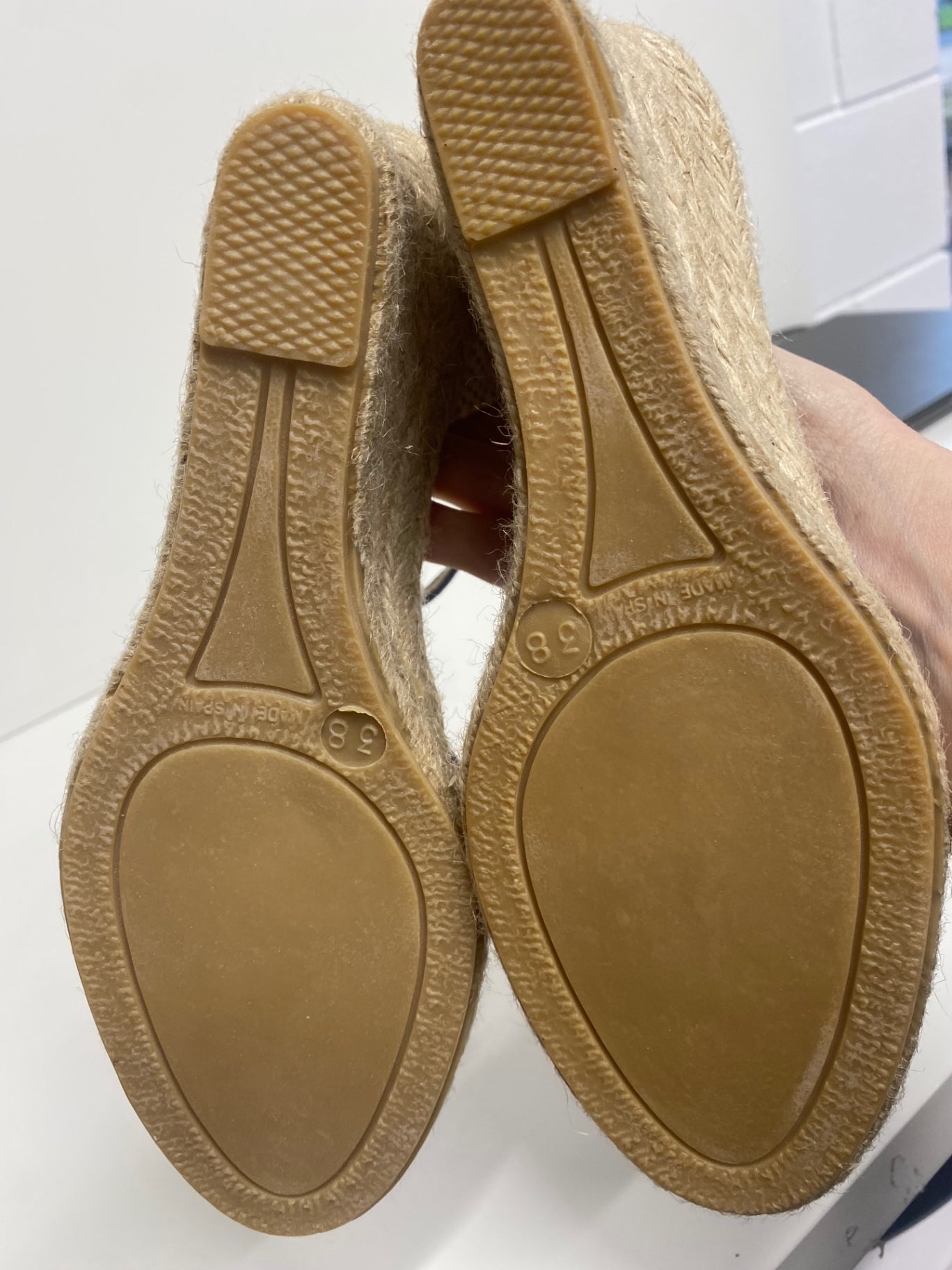 Fabulous Calzados Picon espadrille Wedge Sandals UK5 Blue & Beige KF221