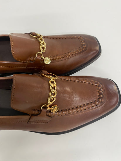 Fabulous Osprey classic timeless Loafers UK5 Brown tan leather chain details KF221