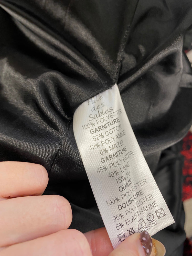 Fabulous Fille de sables Longline jacket & waistcoat UK 8 Black and Red manga alternative KF221