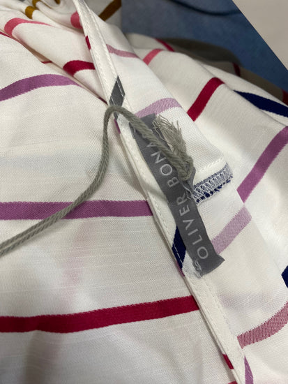 Fabulous Oliver Bonas Midi day Dress UK 8 Multicolor striped KF221