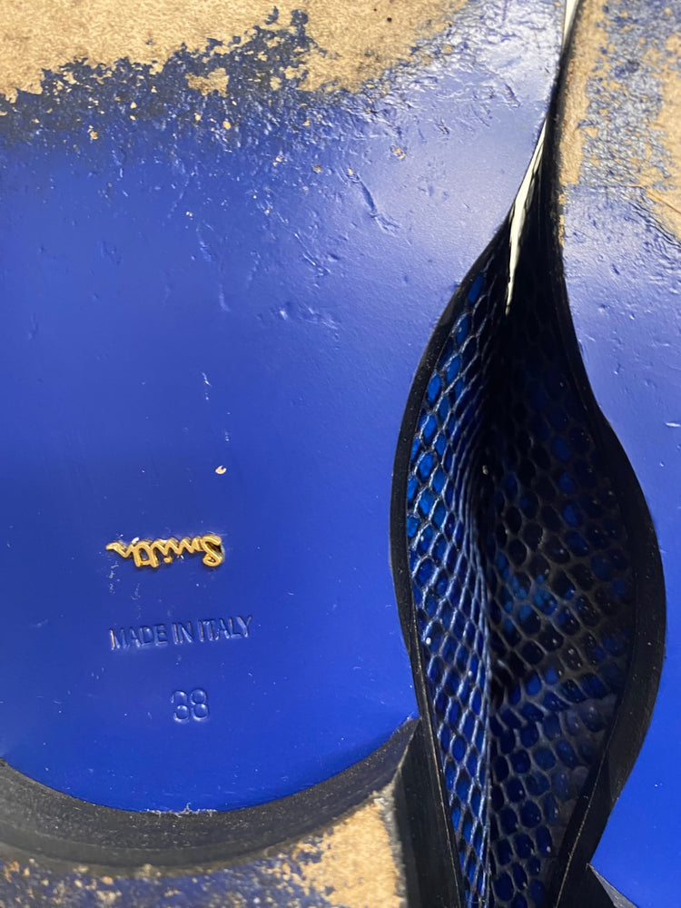 Fabulous Paul smith Janell leather Loafers UK5 Blue & Black Animal KF221