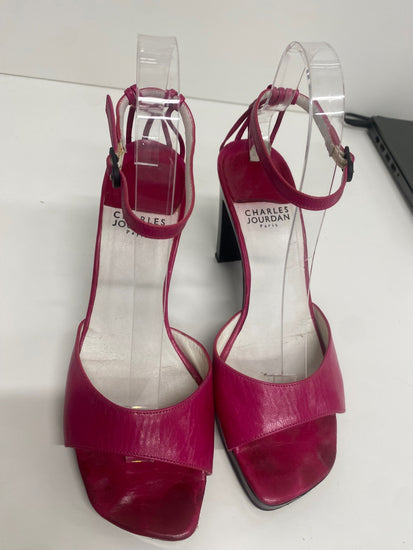 Fabulous Charles Jourdan leather ankle strap Sandals UK5 Fuschia Pink KF221