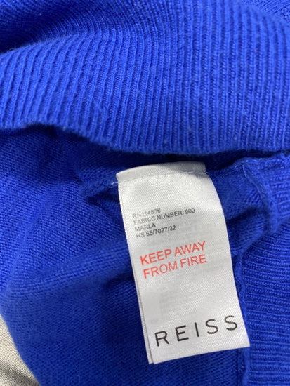 Fabulous Reiss Marla fold Knitted jumper wool cash blend UK 8 Blue KF221