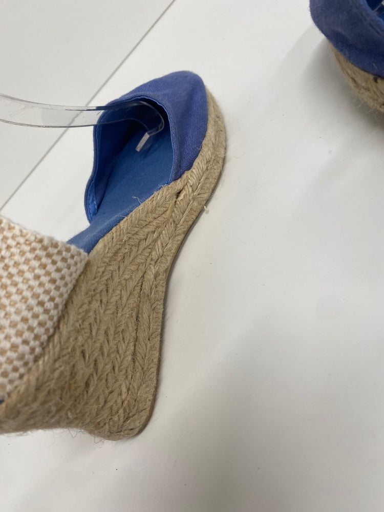 Fabulous Calzados Picon espadrille Wedge Sandals UK5 Blue & Beige KF221