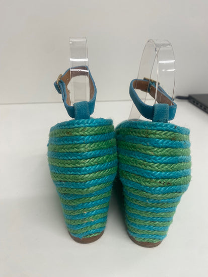Fabulous Paloma Barcelo hessian wedge boat Sandals Uk4 Blue & Green KF221