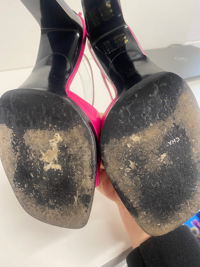 Fabulous Charles Jourdan leather ankle strap Sandals UK5 Fuschia Pink KF221