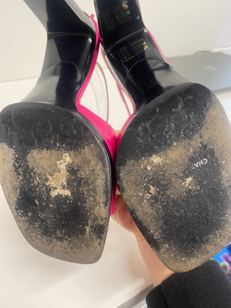 Fabulous Charles Jourdan leather ankle strap Sandals UK5 Fuschia Pink KF221