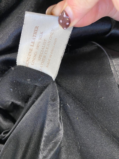 Fabulous Enrico zuelli Leather silk jacket UK 10 Black KF221