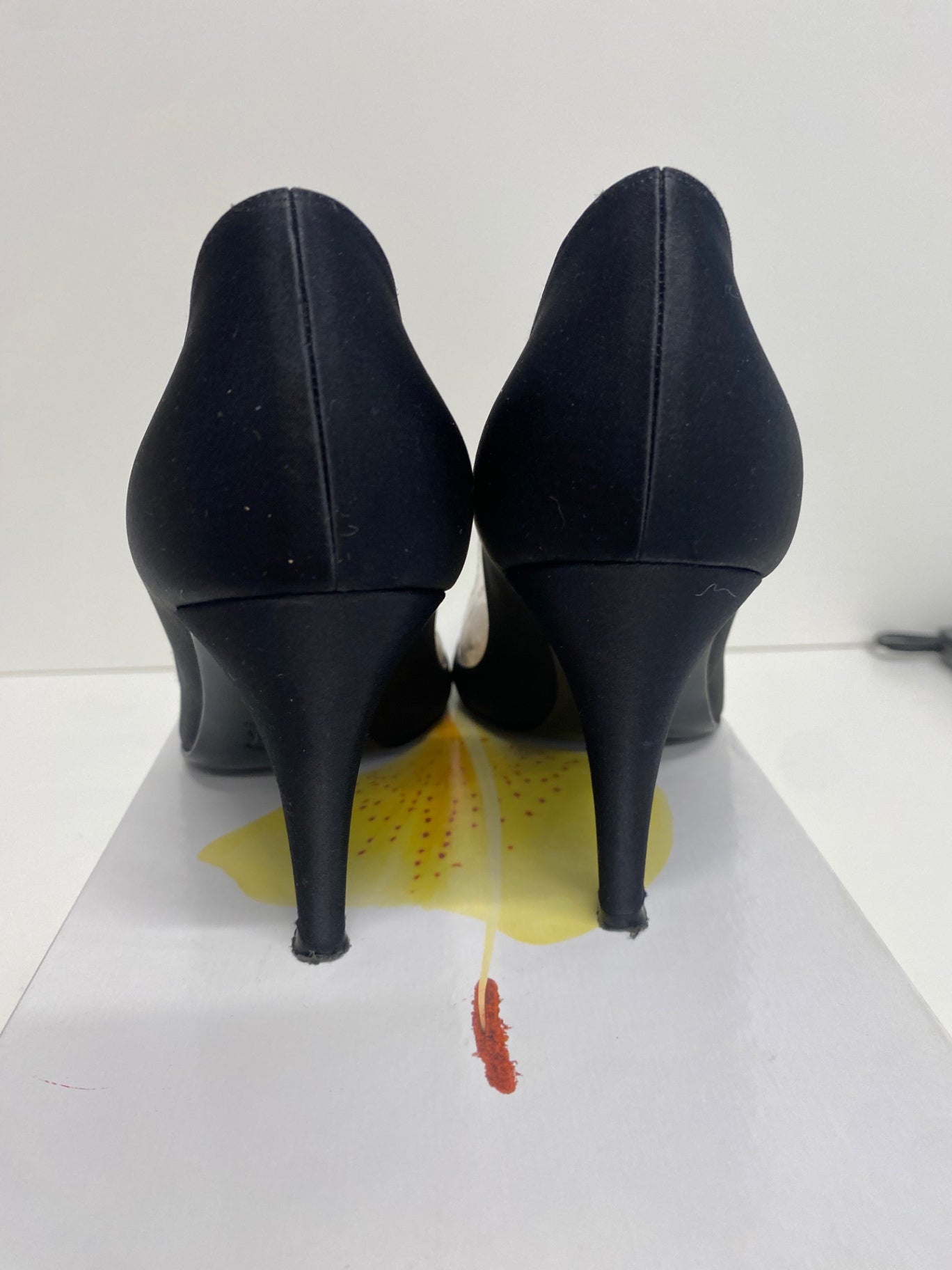 Fabulous Magrit black peep toe party Heels UK6 Black KF221