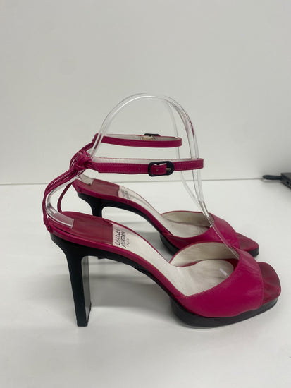 Fabulous Charles Jourdan leather ankle strap Sandals UK5 Fuschia Pink KF221