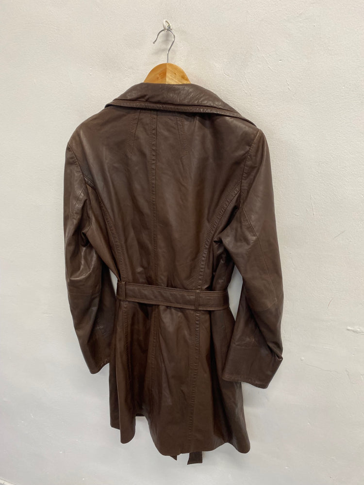 Fabulous Julia s roma Leather jacket UK 8/10 Brown belted KF221