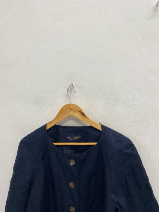 Fabulous Paul Costello Dressage linen Blazer UK 12 Navy Blue KF221