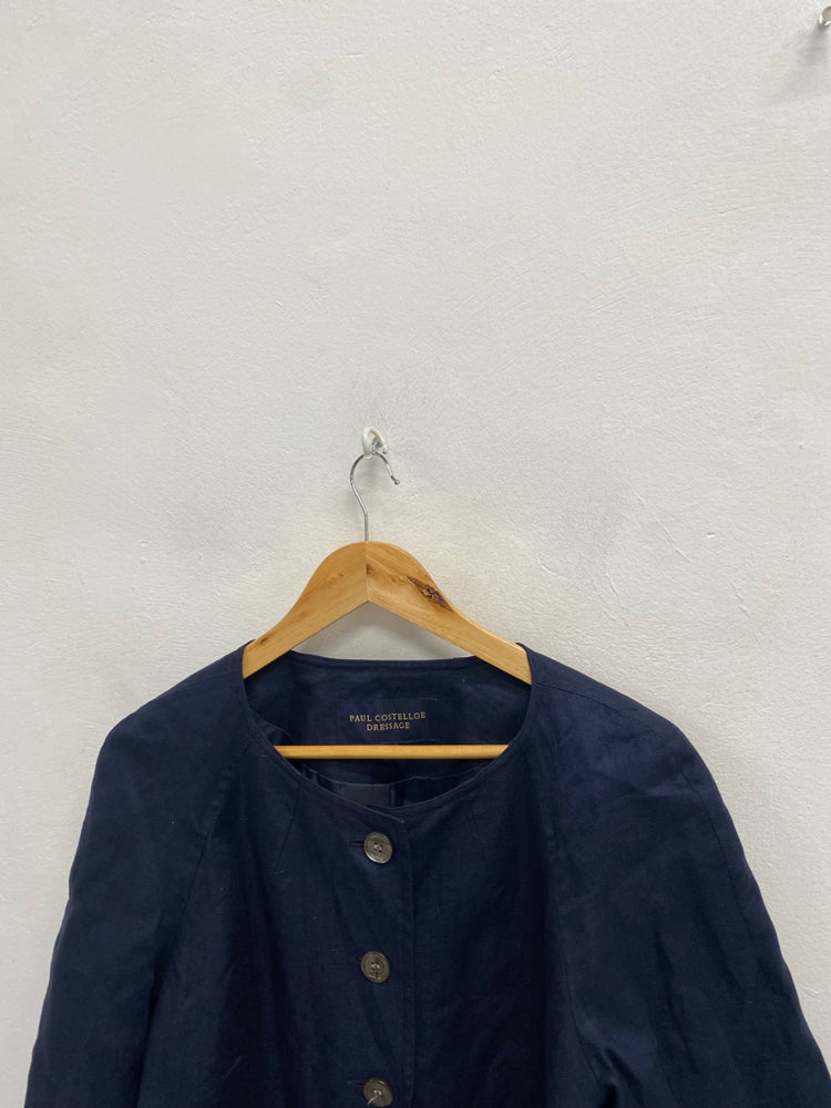 Fabulous Paul Costello Dressage linen Blazer UK 12 Navy Blue KF221