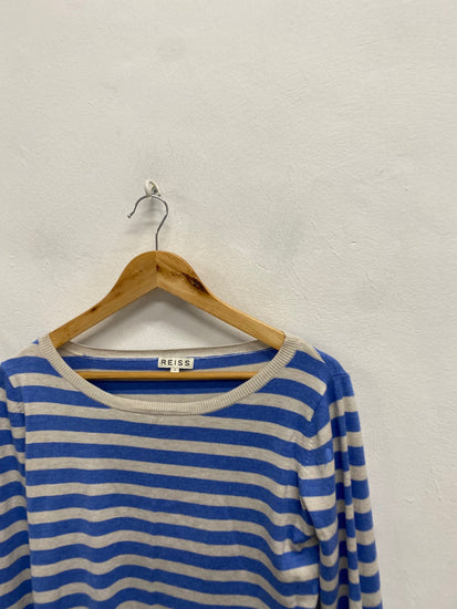 Fabulous REISS Sweater UK 8 Blue striped knitted KF221