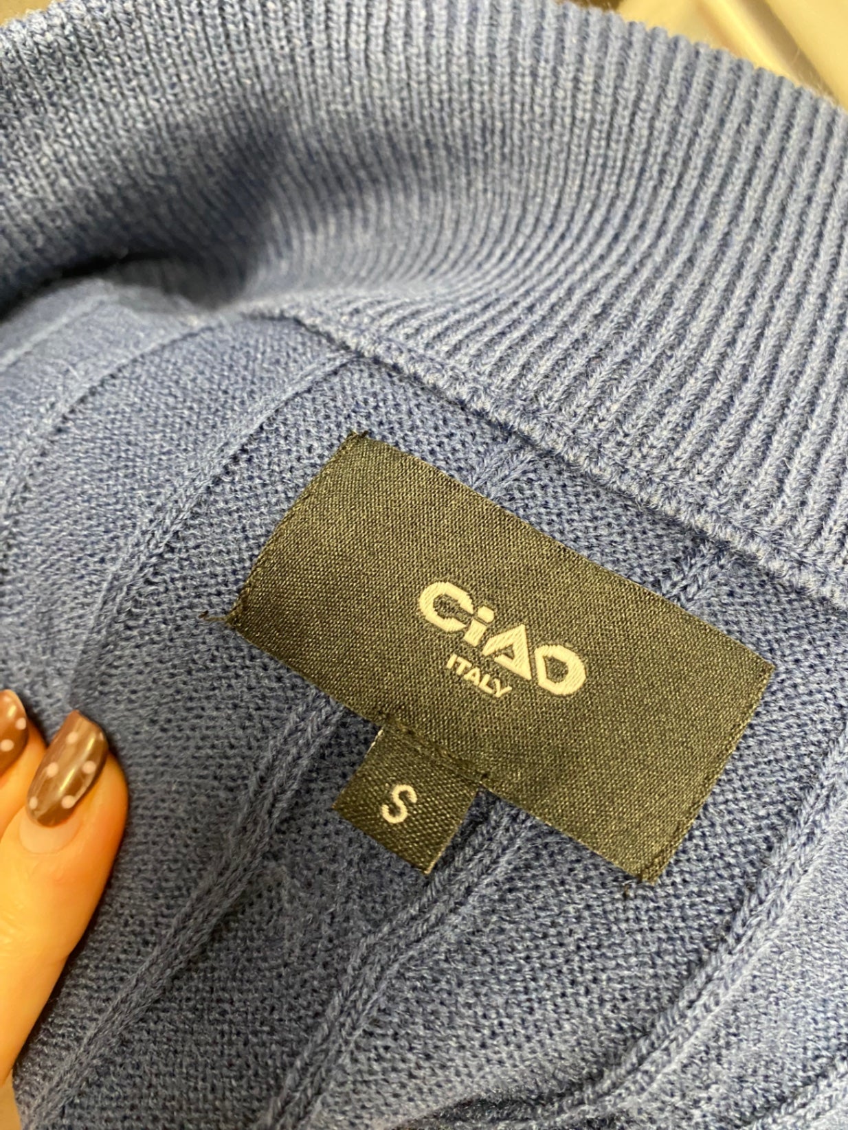 Fabulous Ciao cable knit Sweater UK S Blue KF221