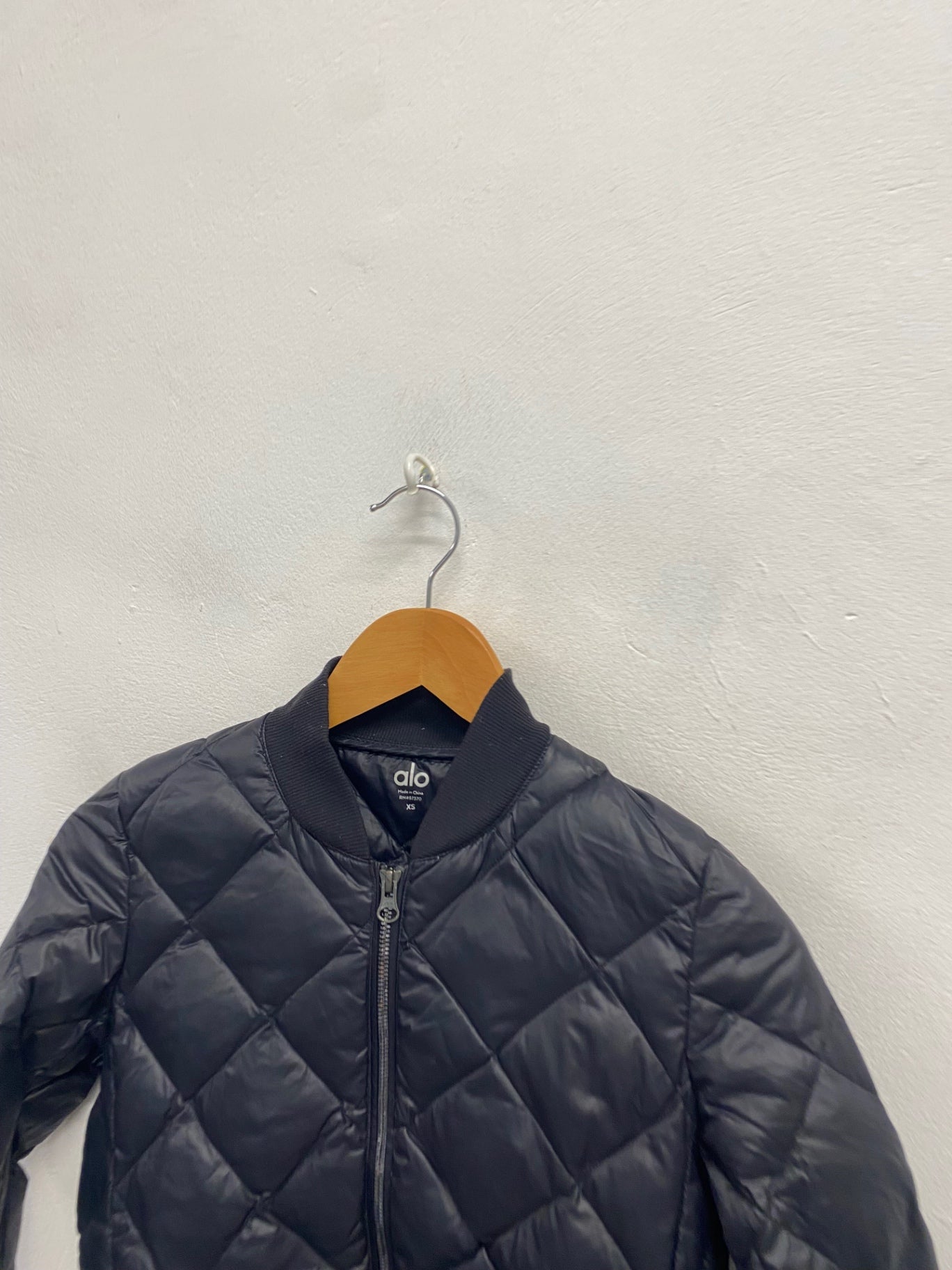 Fabulous Alo Quilted jacket UK 6-8 Black bomber style down lined KF221