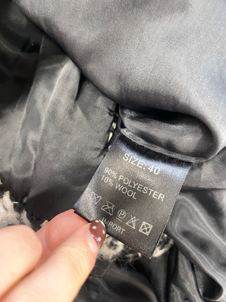 Fabulous Philosophy blues original Longline jacket UK 12 Black White checked wool KF221