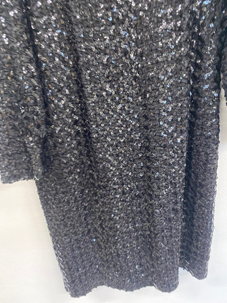 Fabulous Carol Brent Vintage sparkly party Dress UK14 Black LB010