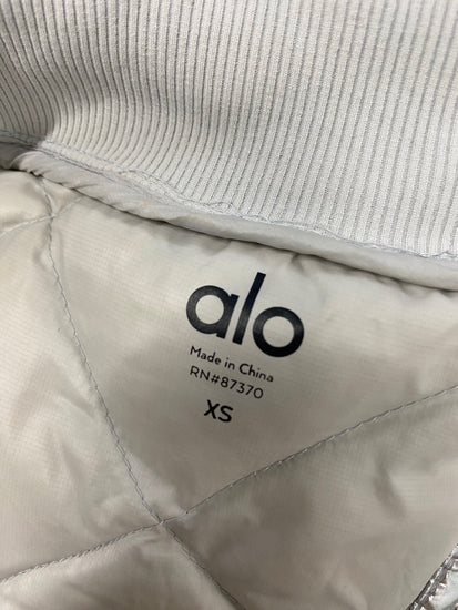 Fabulous Alo Bomber down filled quilted Jacket UK 6-8 Silver KF221