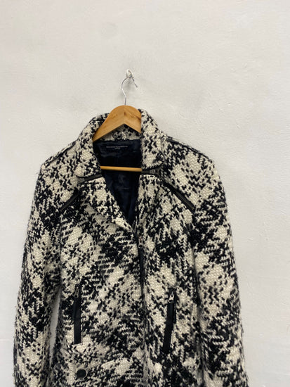 Fabulous Philosophy blues original Longline jacket UK 12 Black White checked wool KF221