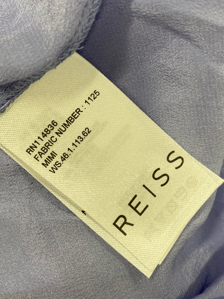 Fabulous REISS mimi frill neck silk Blouse UK 10 Purple KF221