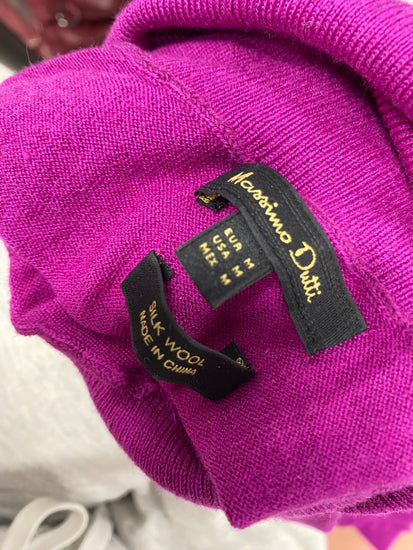 Fabulous Massimo Dutti Knitted jumper high neck silk wool UK 10 Magenta KF221