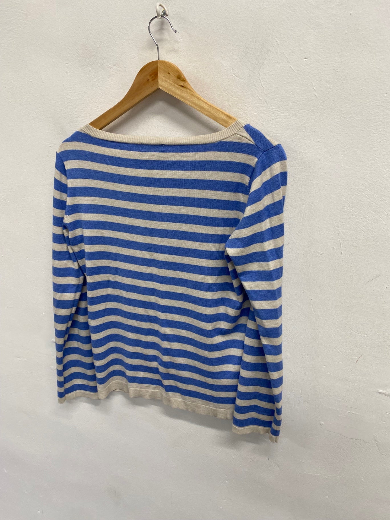 Fabulous REISS Sweater UK 8 Blue striped knitted KF221