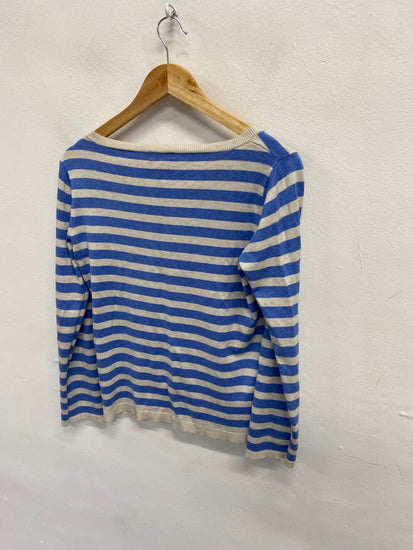 Fabulous REISS Sweater UK 8 Blue striped knitted KF221