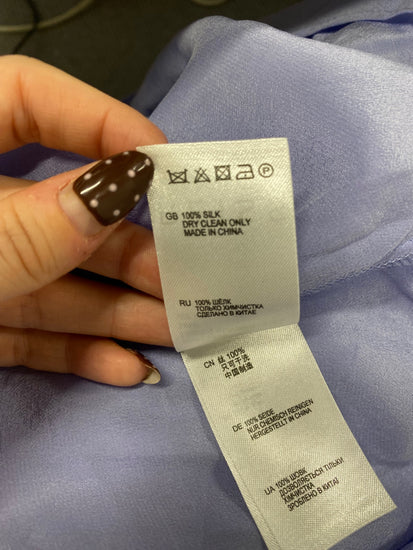 Fabulous REISS mimi frill neck silk Blouse UK 10 Purple KF221