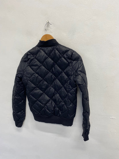 Fabulous Alo Quilted jacket UK 6-8 Black bomber style down lined KF221