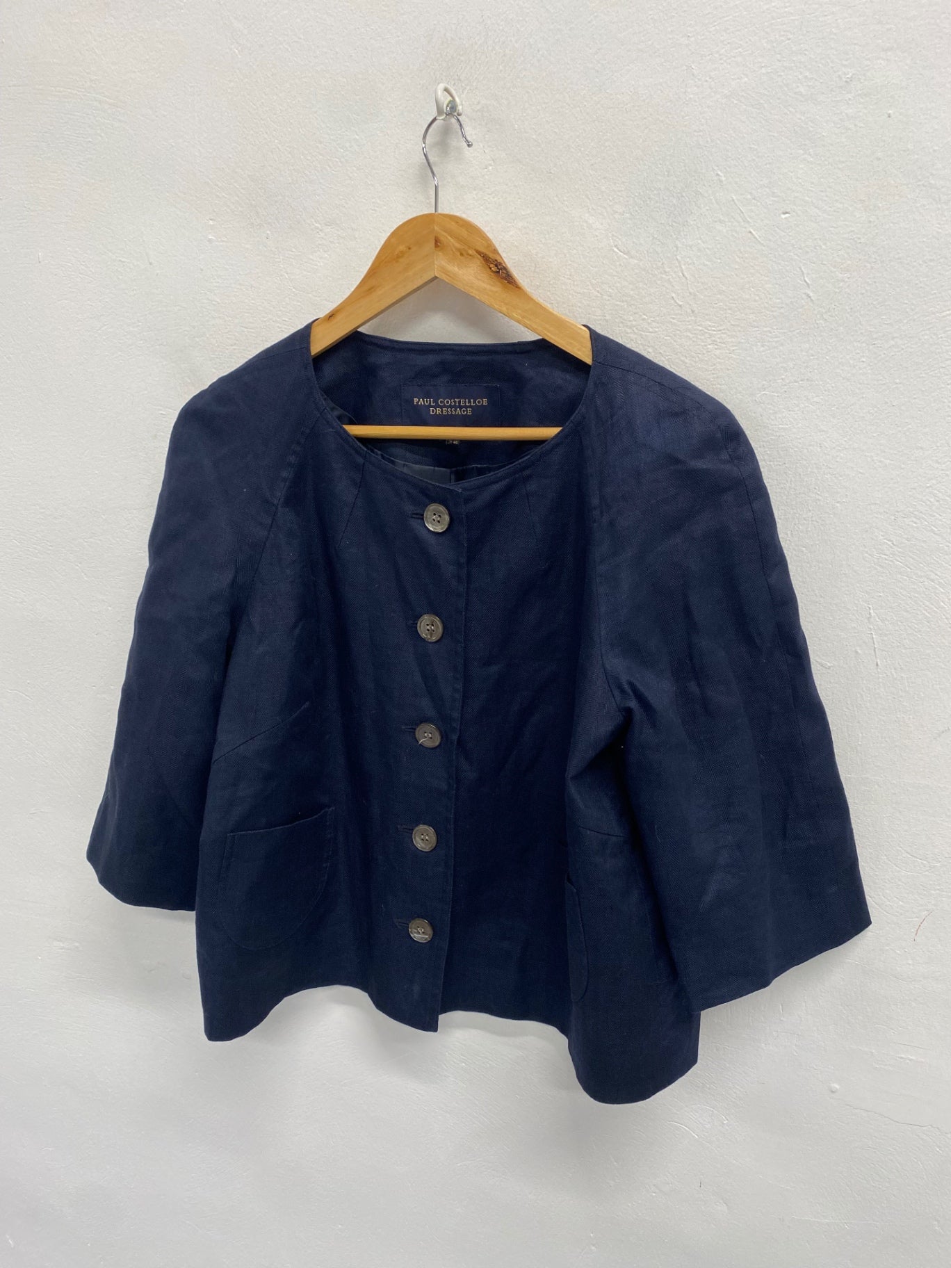 Fabulous Paul Costello Dressage linen Blazer UK 12 Navy Blue KF221