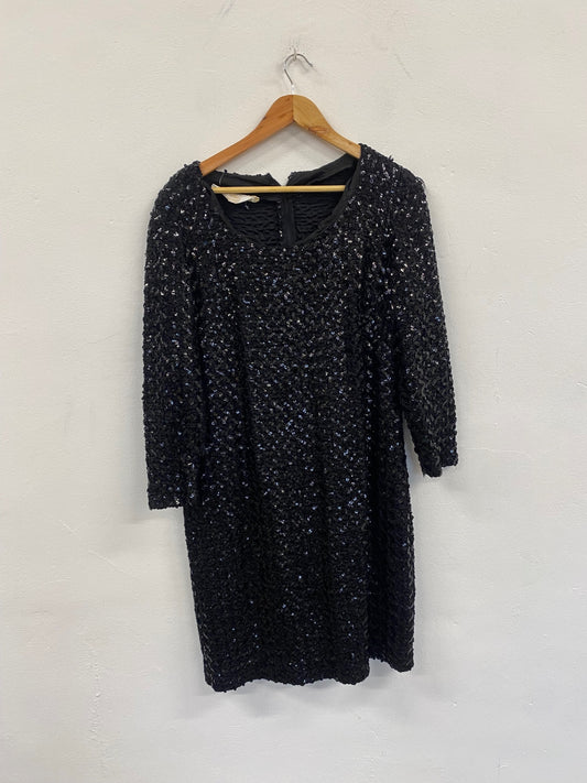 Fabulous Carol Brent Vintage sparkly party Dress UK14 Black LB010