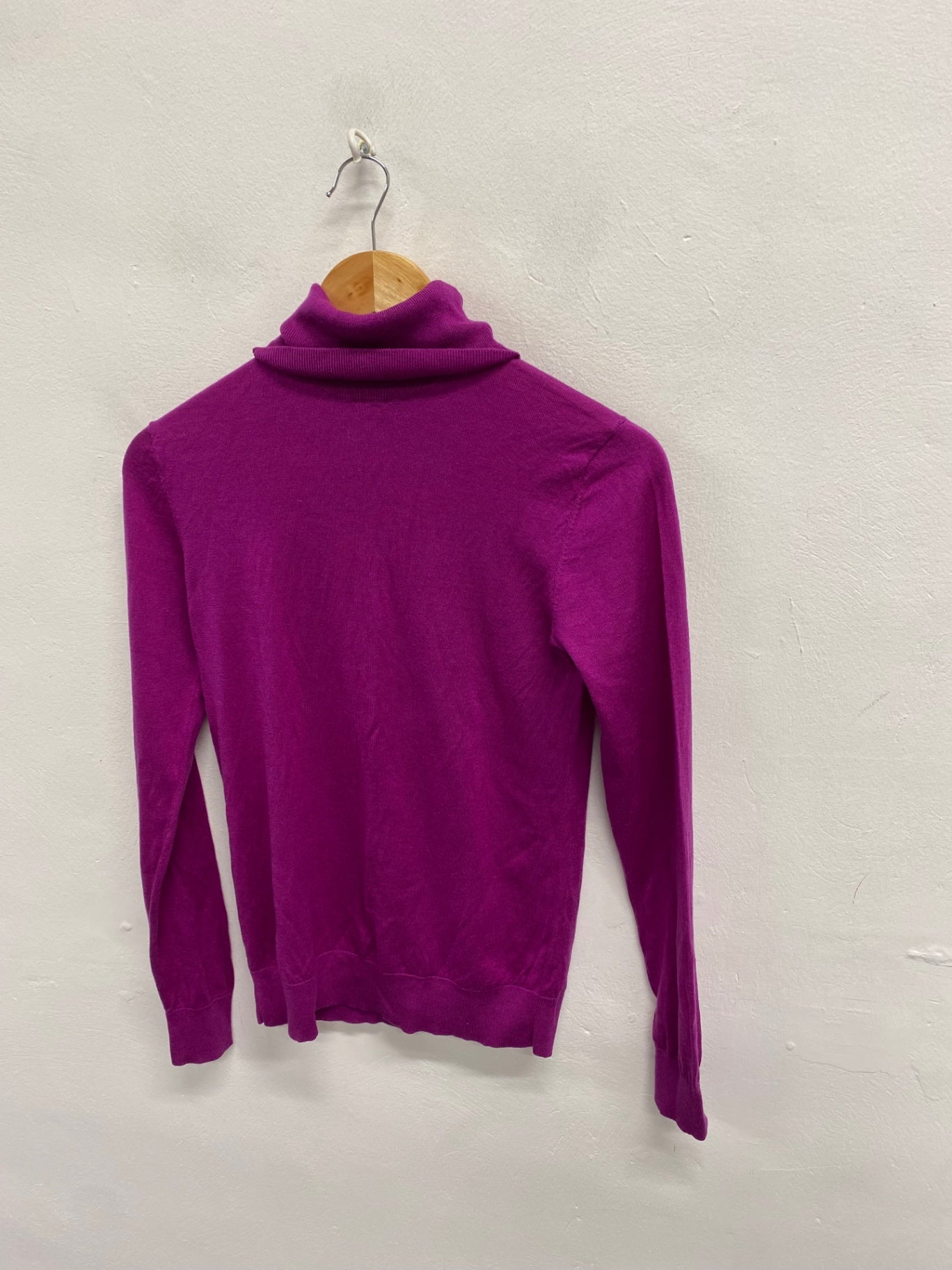 Fabulous Massimo Dutti Knitted jumper high neck silk wool UK 10 Magenta KF221