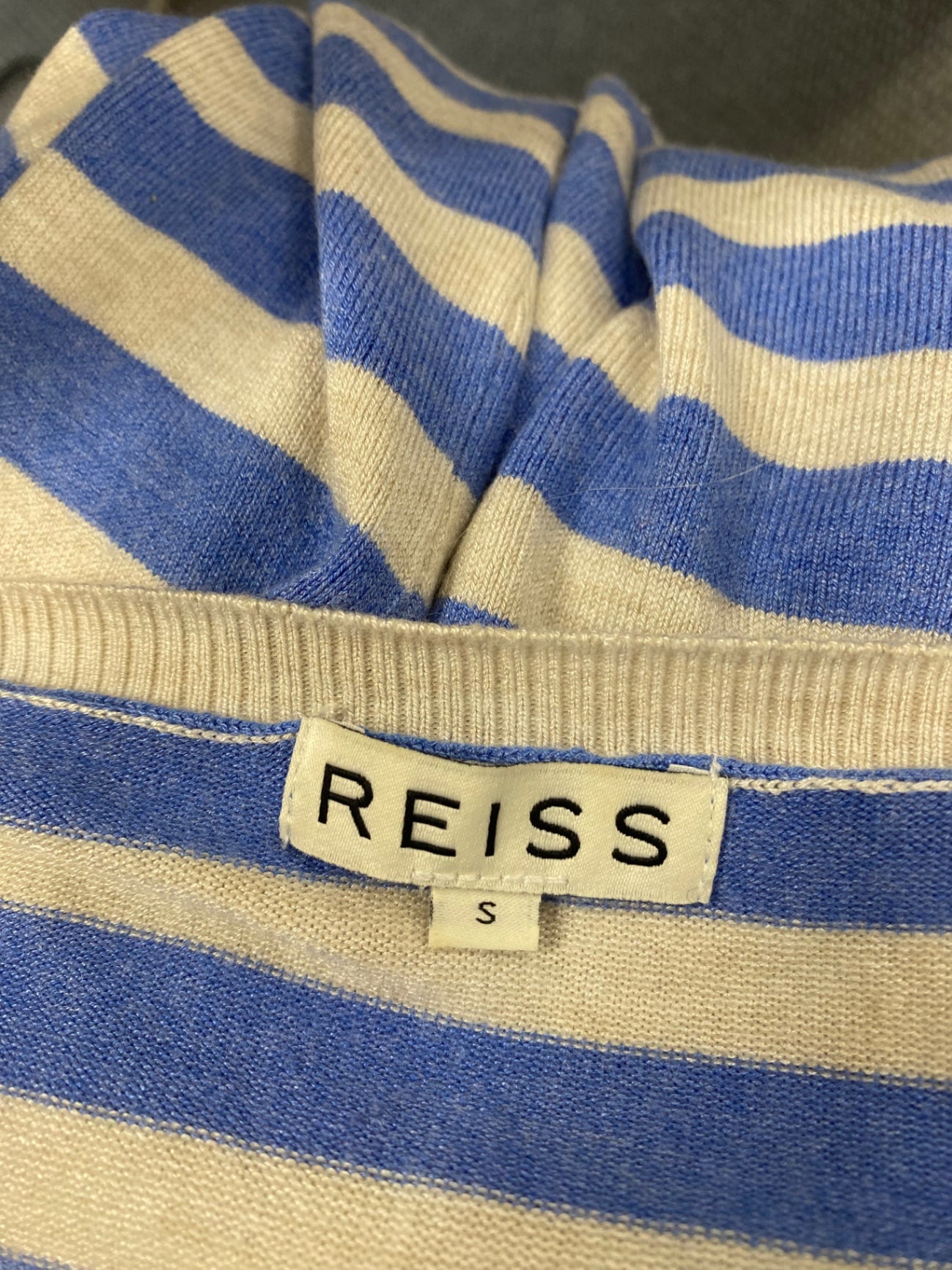 Fabulous REISS Sweater UK 8 Blue striped knitted KF221