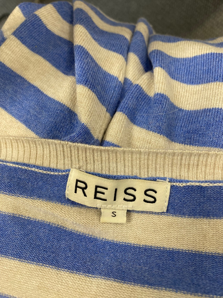 Fabulous REISS Sweater UK 8 Blue striped knitted KF221