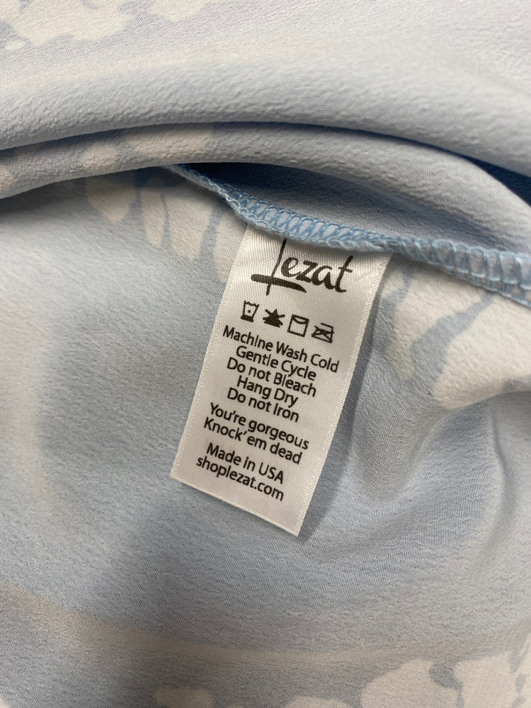 Fabulous Lezat Midi Dress UK 8 Blue white abstract KF221