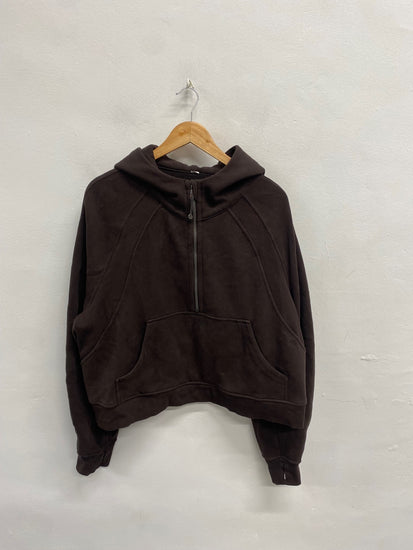 Fabulous Lululemon scuba zip Hoodie UK 16 Brown AC504