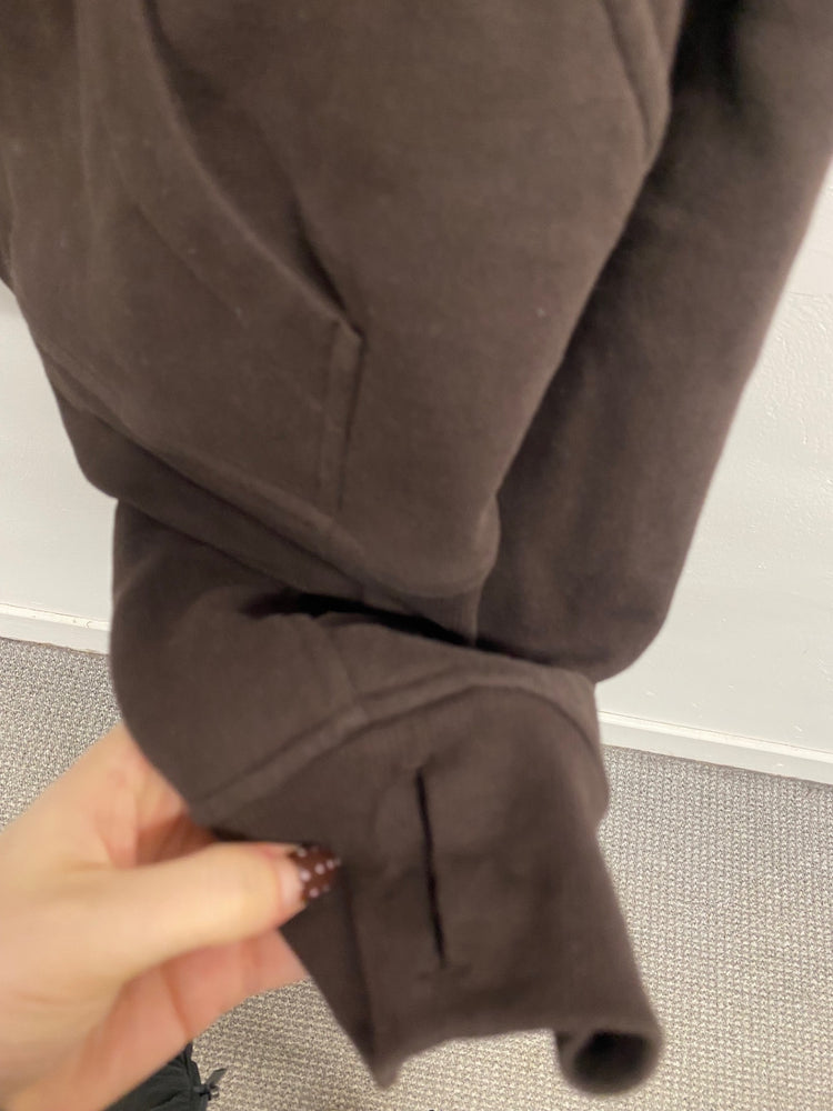 Fabulous Lululemon scuba zip Hoodie UK 16 Brown AC504