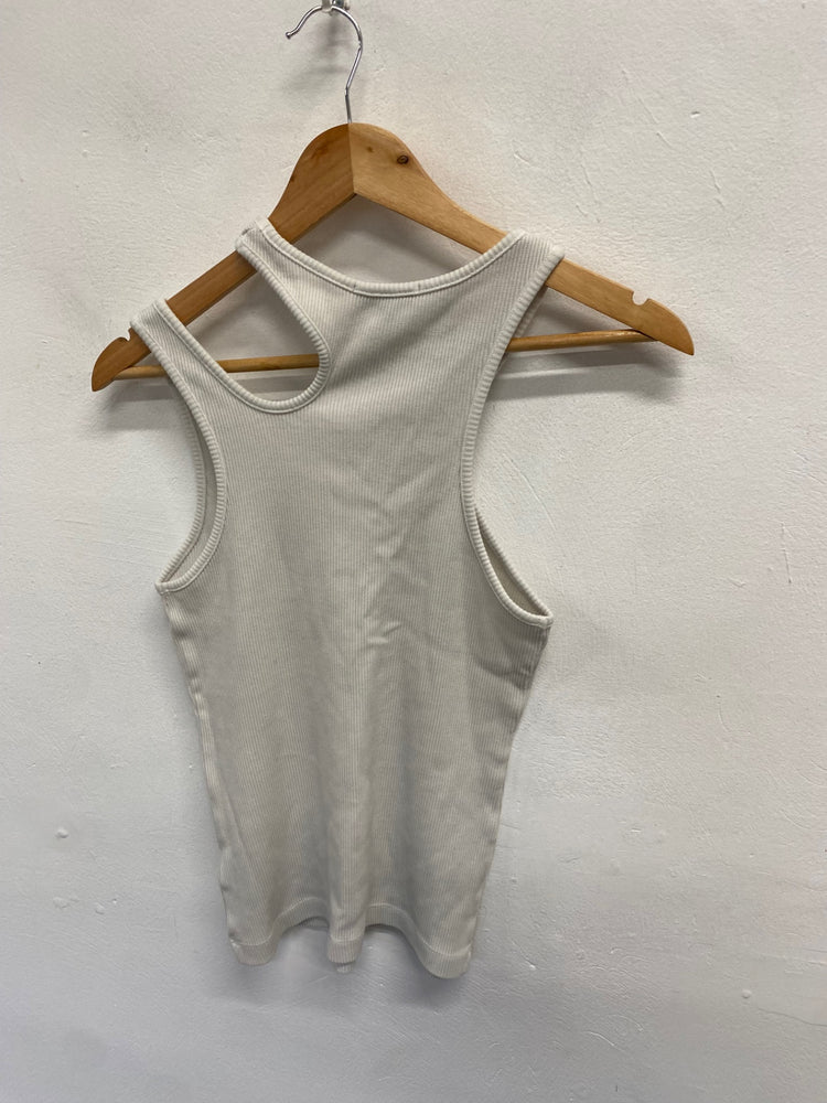 Fabulous Agolde Tank Top cut out UK 12 White ribbed AC504