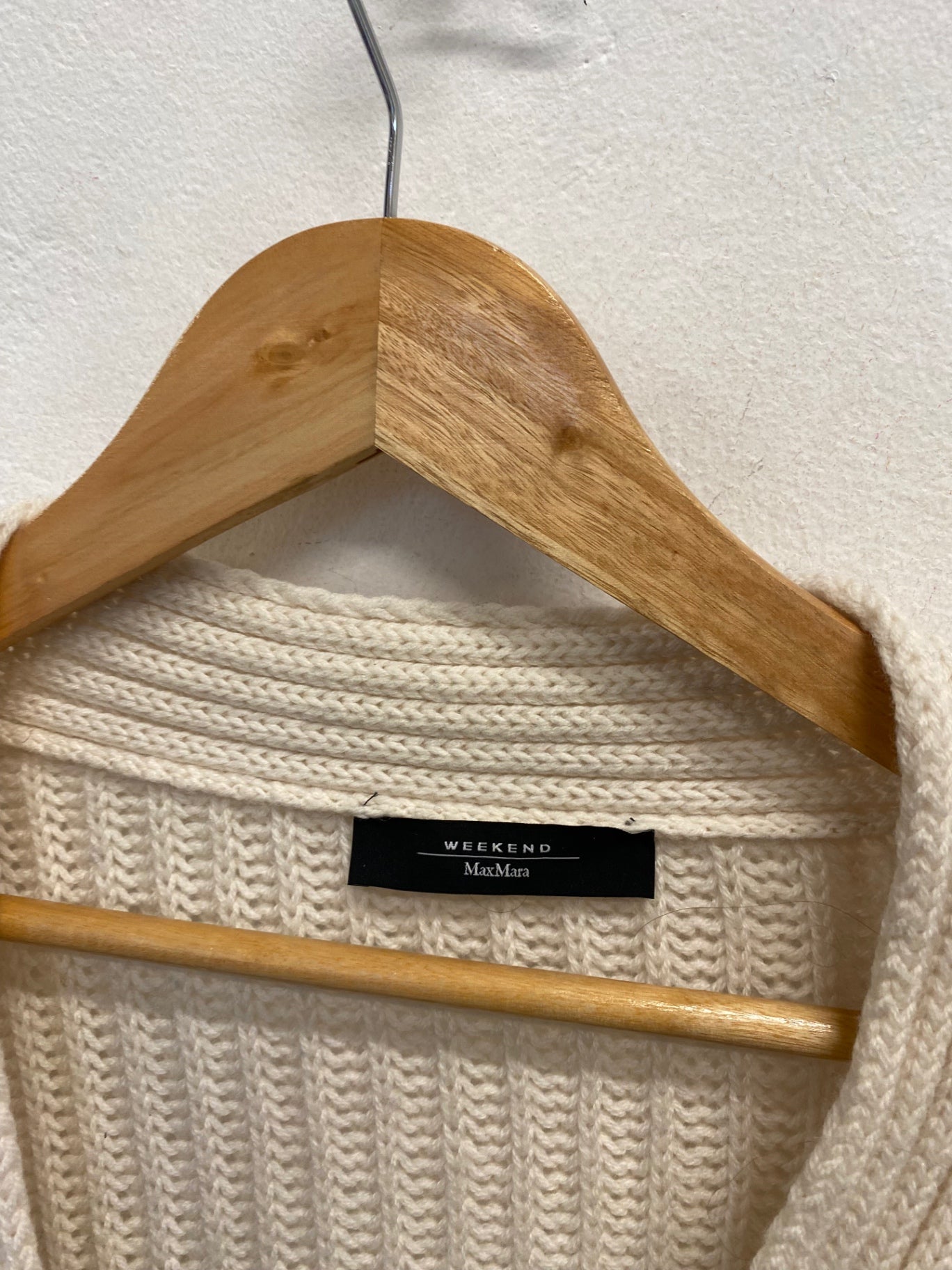 Fabulous Maxmara Cardigan UK 12 Cream navy stripe wool AC504