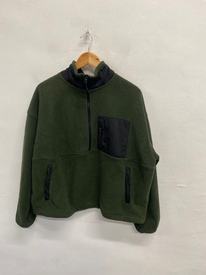 Fabulous Adanola Fleece Jumper UK 16 khaki Green zip AC504